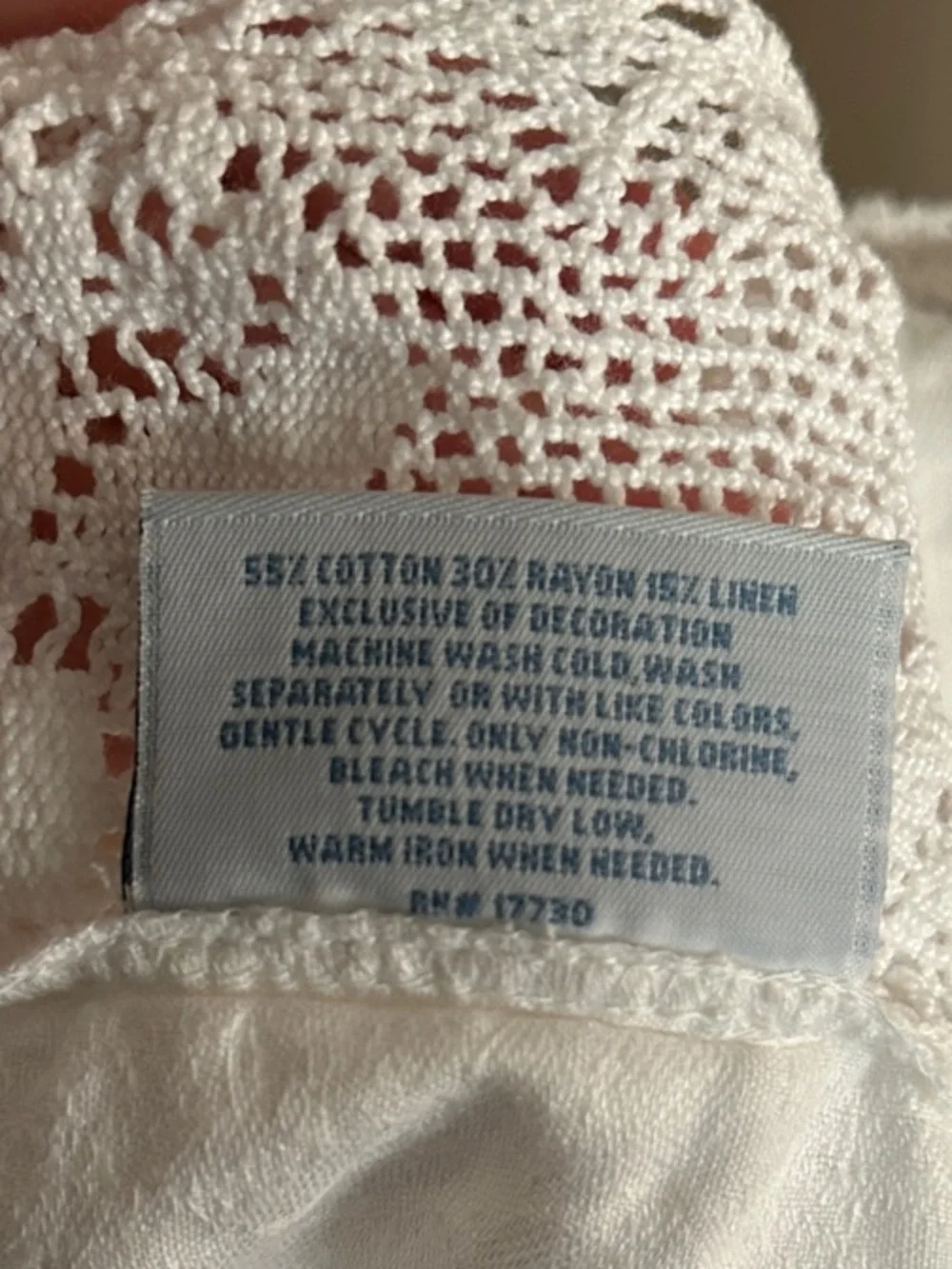 NWOT Vintage Simply Shabby Chic White Crochet Lace Table Cloth | Rectangle